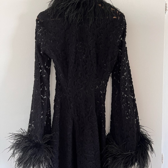 Trashy lingerie floor length black ostrich feather lace night gown robe - Picture 6 of 7